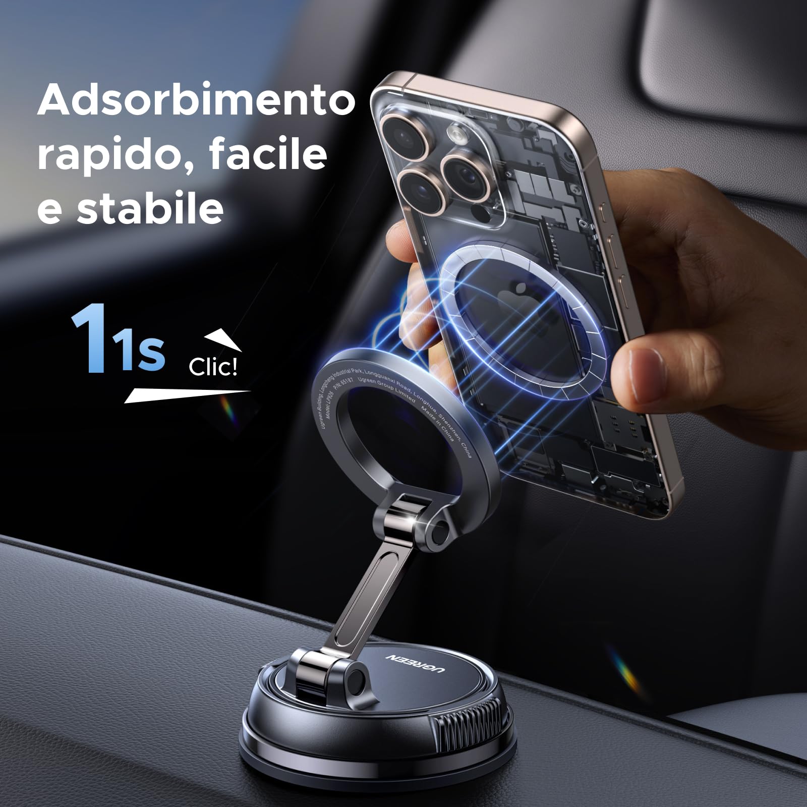 ugreen-supporto-telefono-auto-magnetico-magsafe-360-ventosa-nero image 6