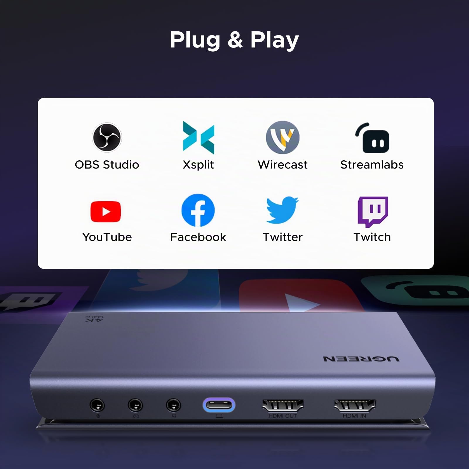 ugreen-scheda-di-acquisizione-video-hdmi-2-1-4k-144hz-usb-c-10gbps-con-loopout image 8