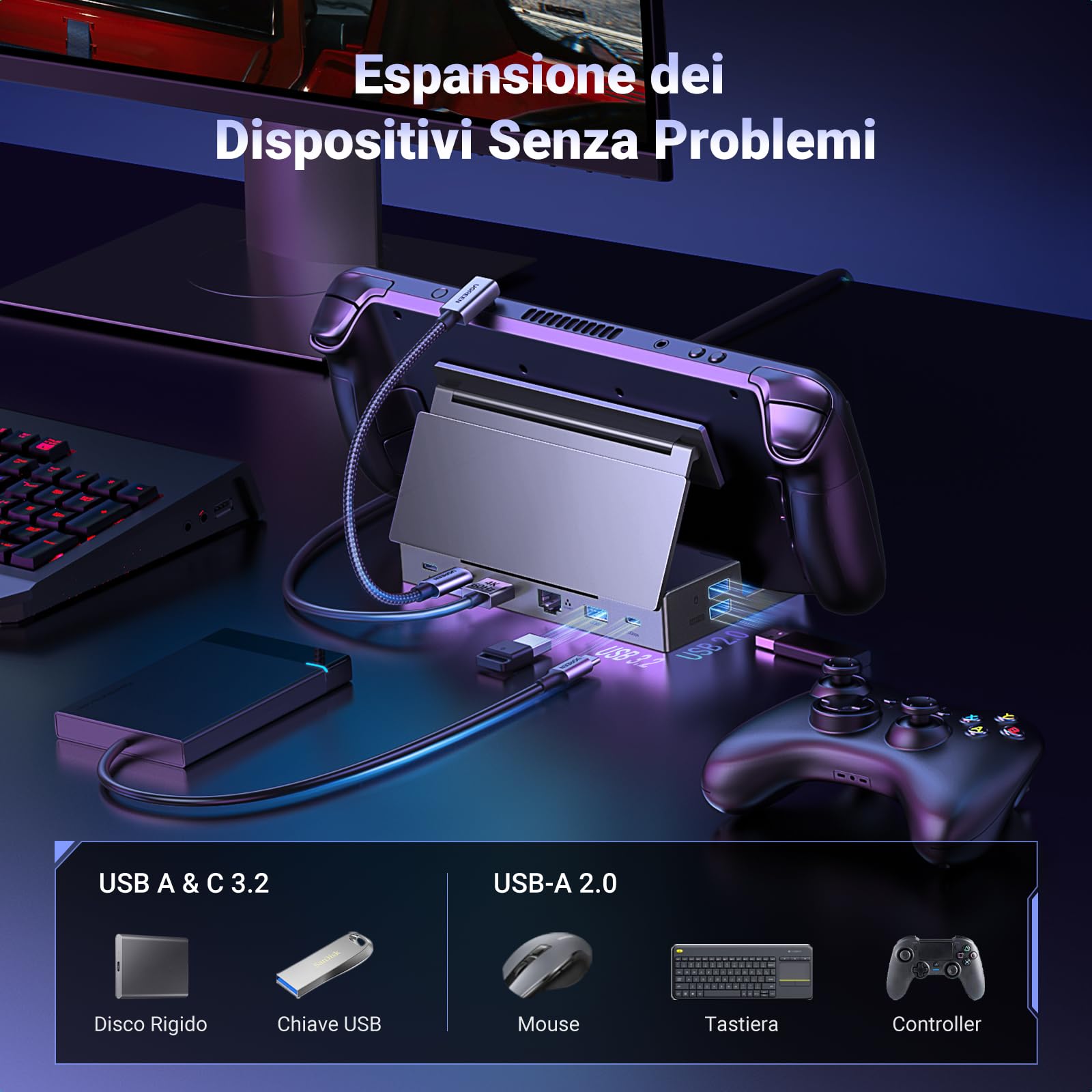 ugreen-docking-station-9-in-1-usb-c-con-supporto-per-steam-deck-rog-ally-legion- image 4