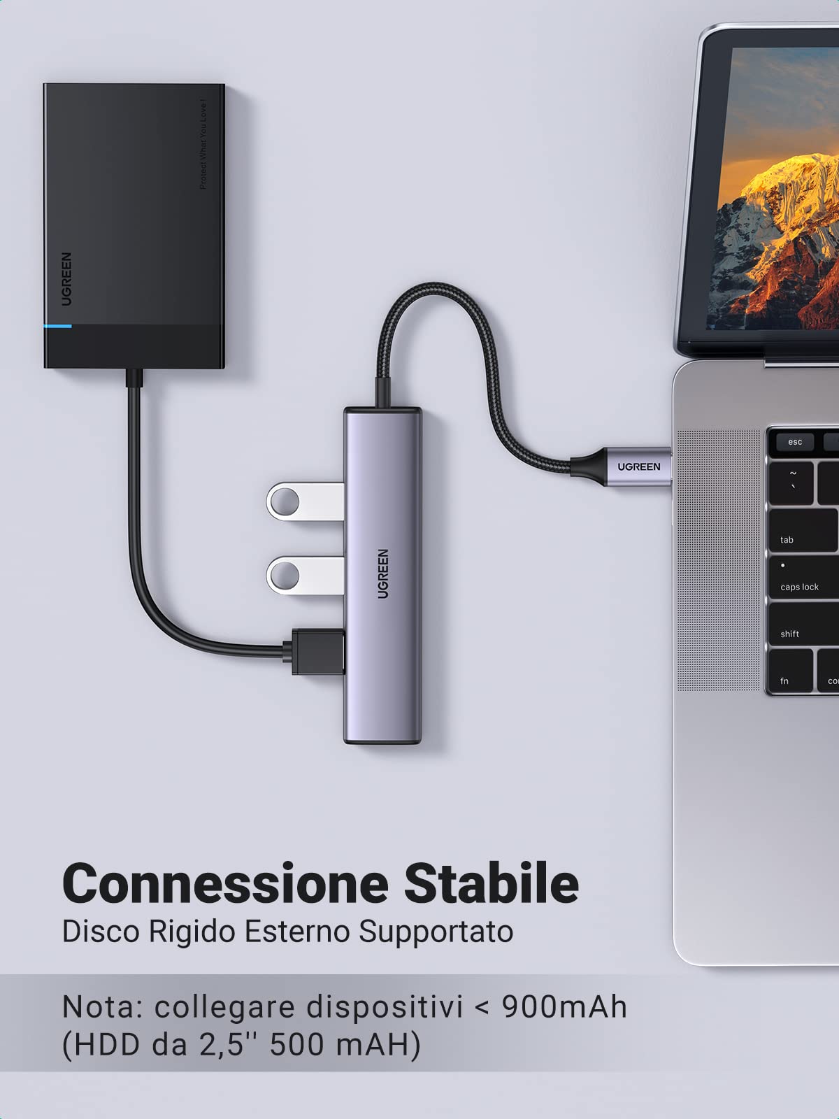 ugreen-hub-usb-c-a-4-porte-usb-3-0-otg-ultra-sottile image 4