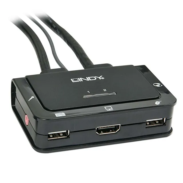 lindy-42340-kvm-switch-compact-hdmi-usb-e-audio-a-2-porte-con-cavi-1-5m image 1