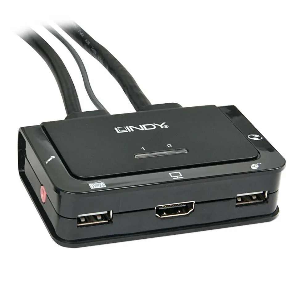 lindy-42340-kvm-switch-compact-hdmi-usb-e-audio-a-2-porte-con-cavi-1-5m image 1