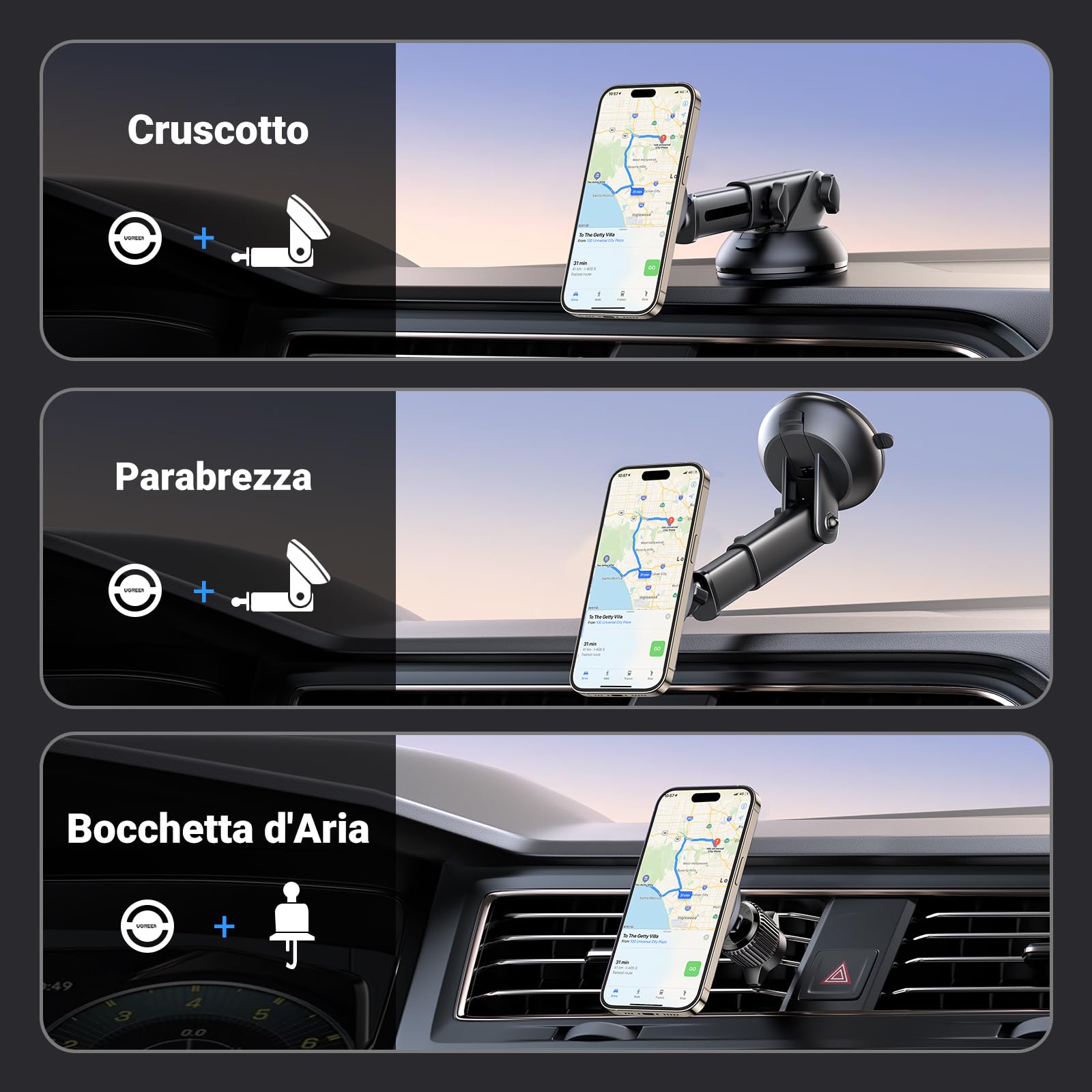 ugreen-supporto-telefono-auto-2-in-1-magnetico-magsafe-per-cruscotto-e-bocchetta image 2