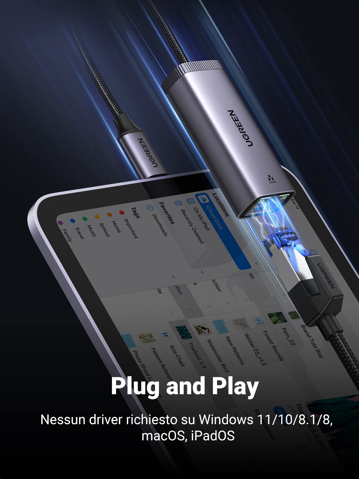 ugreen-adattatore-ethernet-usb-c-a-rj45-gigabit-1000mbps-nylon-alluminio image 3