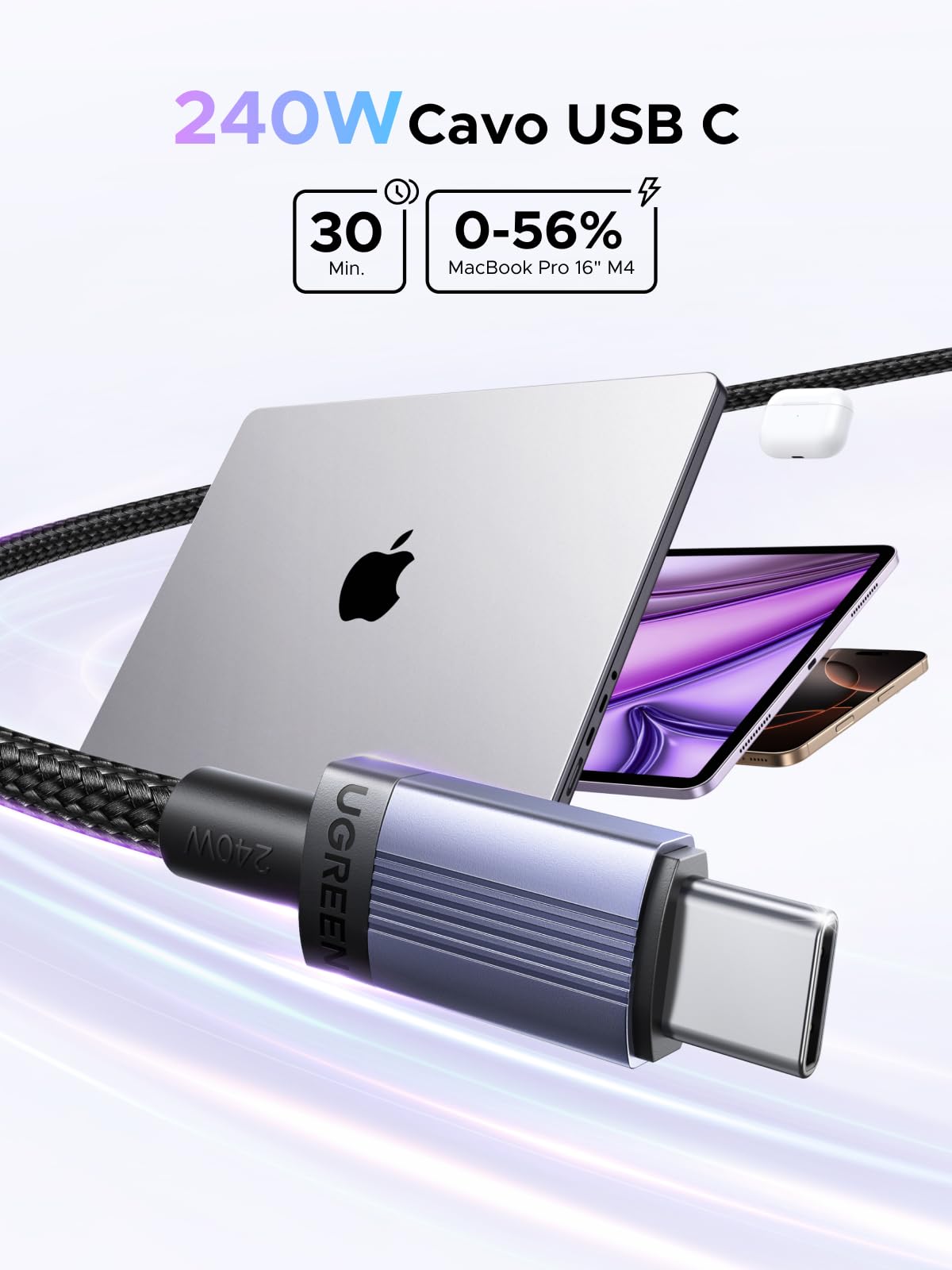 ugreen-cavo-usb-c-240w-2m-in-nylon-confezione-doppia image 2