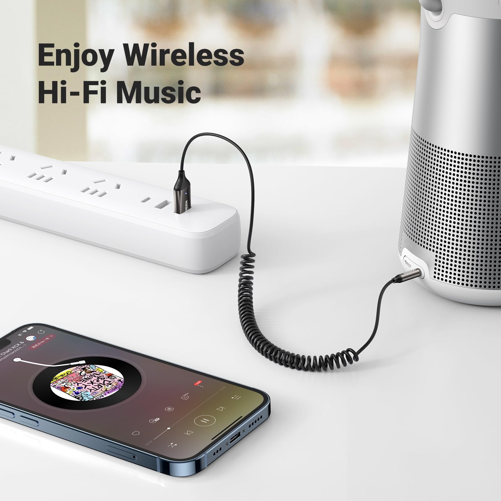 ugreen-ricevitore-bluetooth-6-0-aux-jack-3-5mm-usb-a-con-microfono-grigio image 7