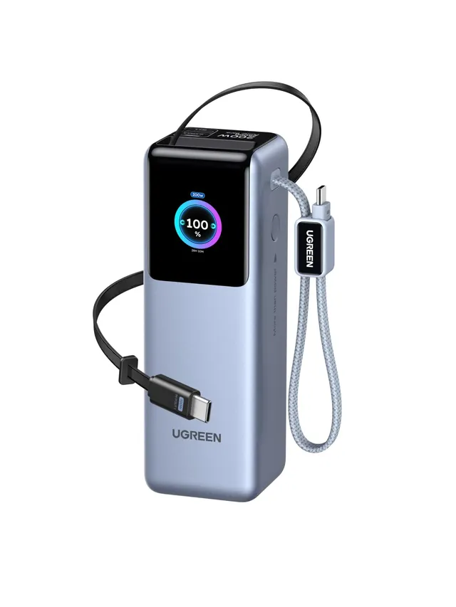 ugreen-nexode-pro-200w-power-bank-25000mah-usb-c-100w-con-2-cavi-integrati-e-dis image 1
