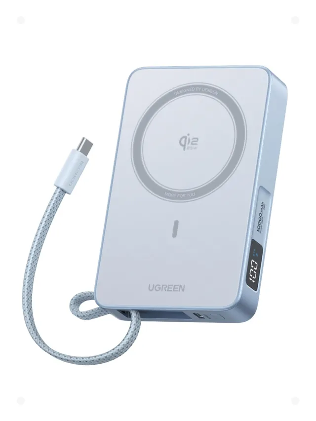 ugreen-magflow-power-bank-magsafe-qi2-25w-10000mah-usb-c-pd-30w-blu image 1
