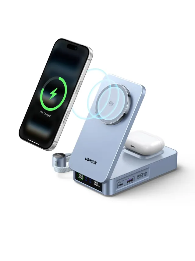 ugreen-magflow-2-in-1-qi2-25w-power-bank-magsafe-20000mah-usb-c-100w-con-display image 1