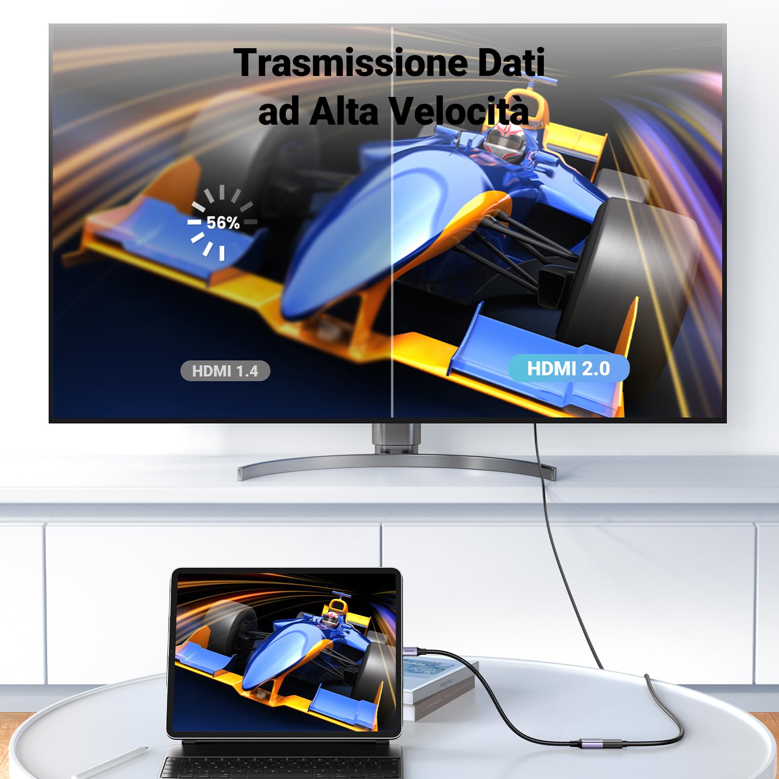 ugreen-adattatore-cavo-micro-hdmi-maschio-a-hdmi-femmina-4k-60hz-25-cm-nylon-bid image 2