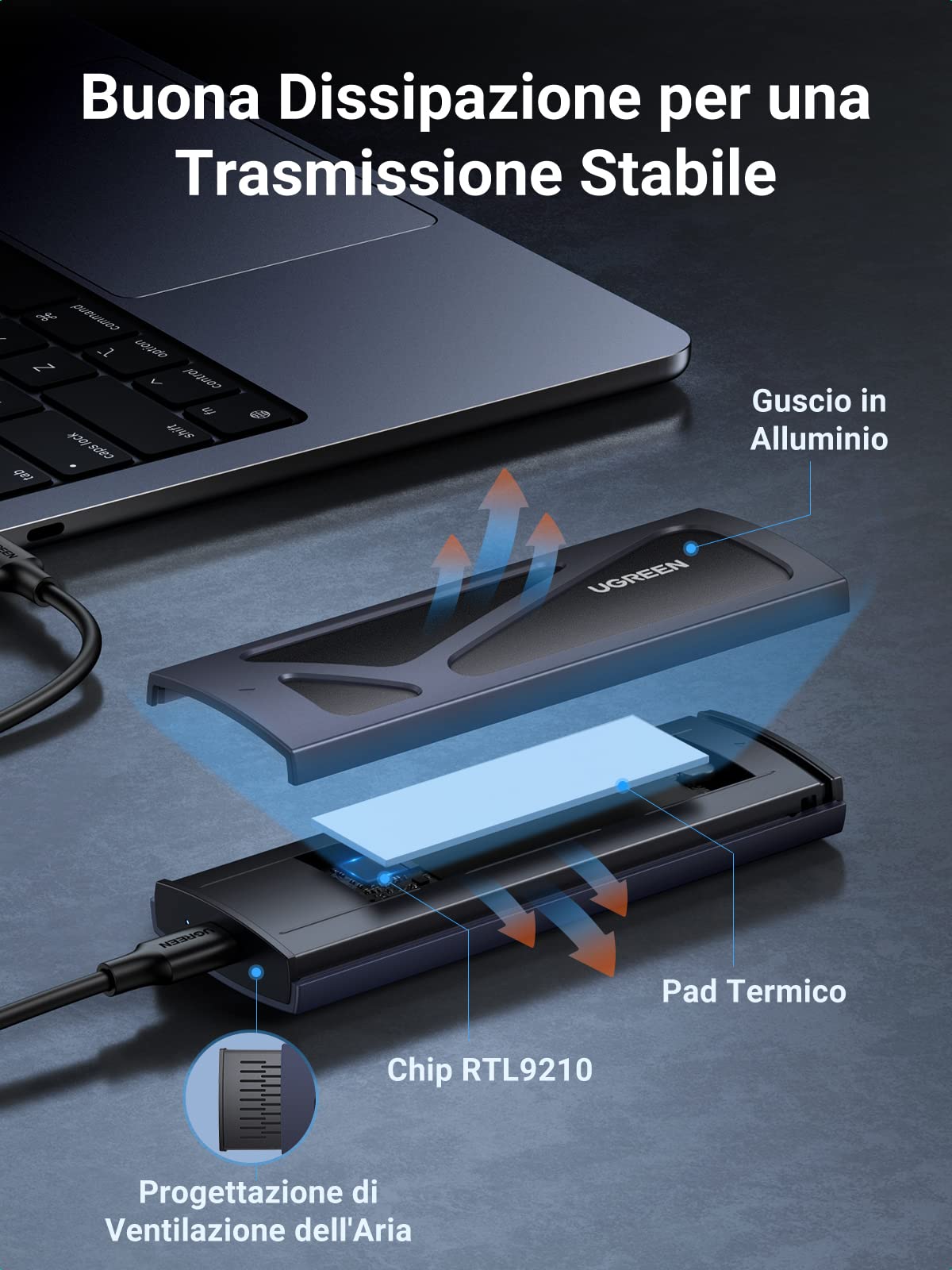 ugreen-case-ssd-m-2-nvme-pcie-usb-c-10gbps-2tb-installazione-senza-attrezzi image 8