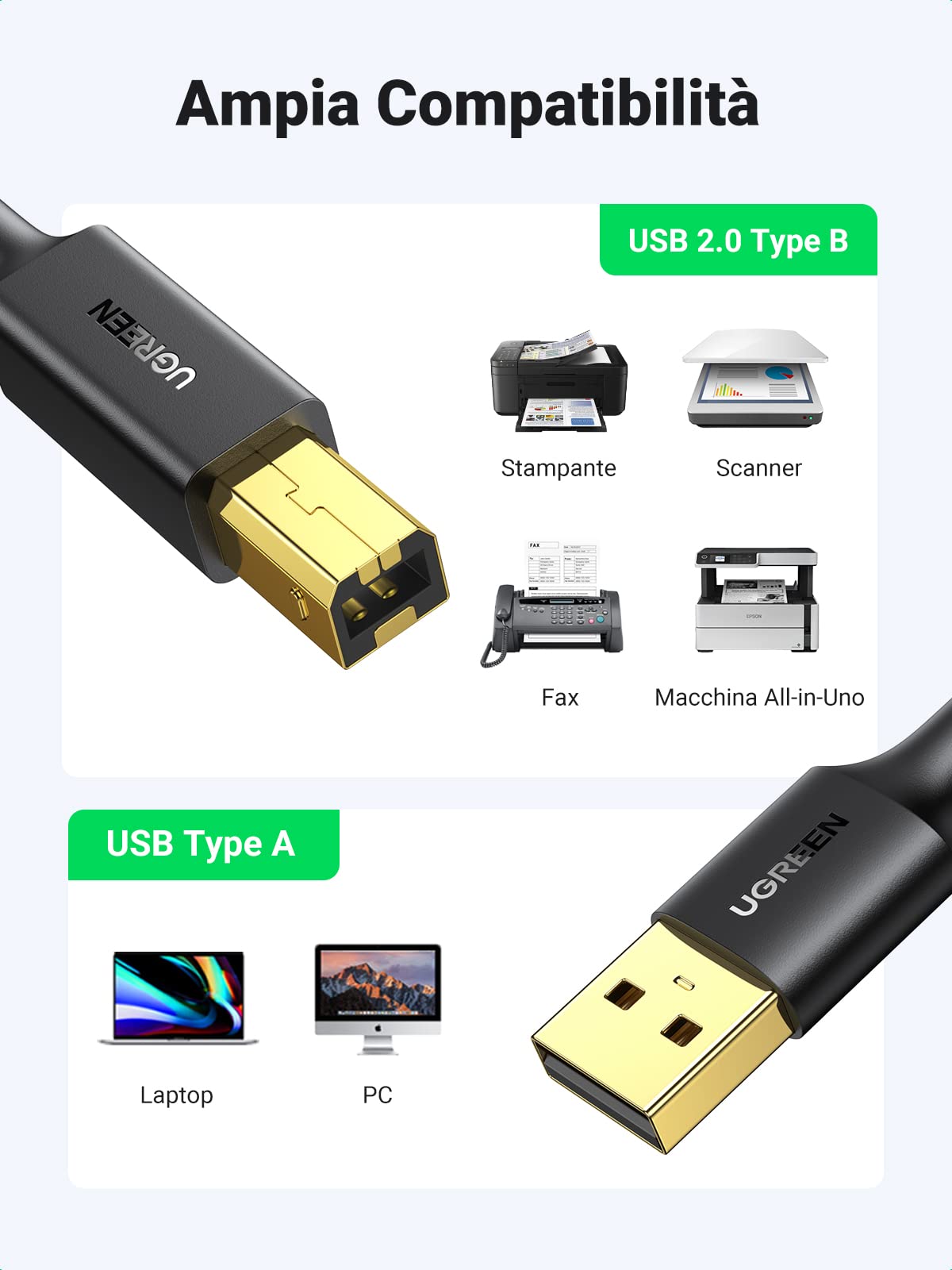 ugreen-cavo-stampante-usb-2-0-a-a-tipo-b-maschio-1-5m-480-mbps image 3