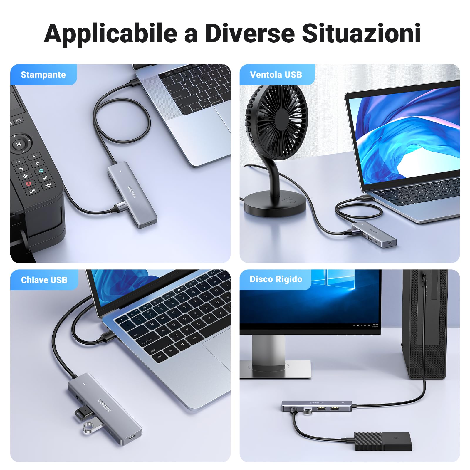 ugreen-hub-usb-3-0-4-porte-5gbps-con-cavo-60cm image 6