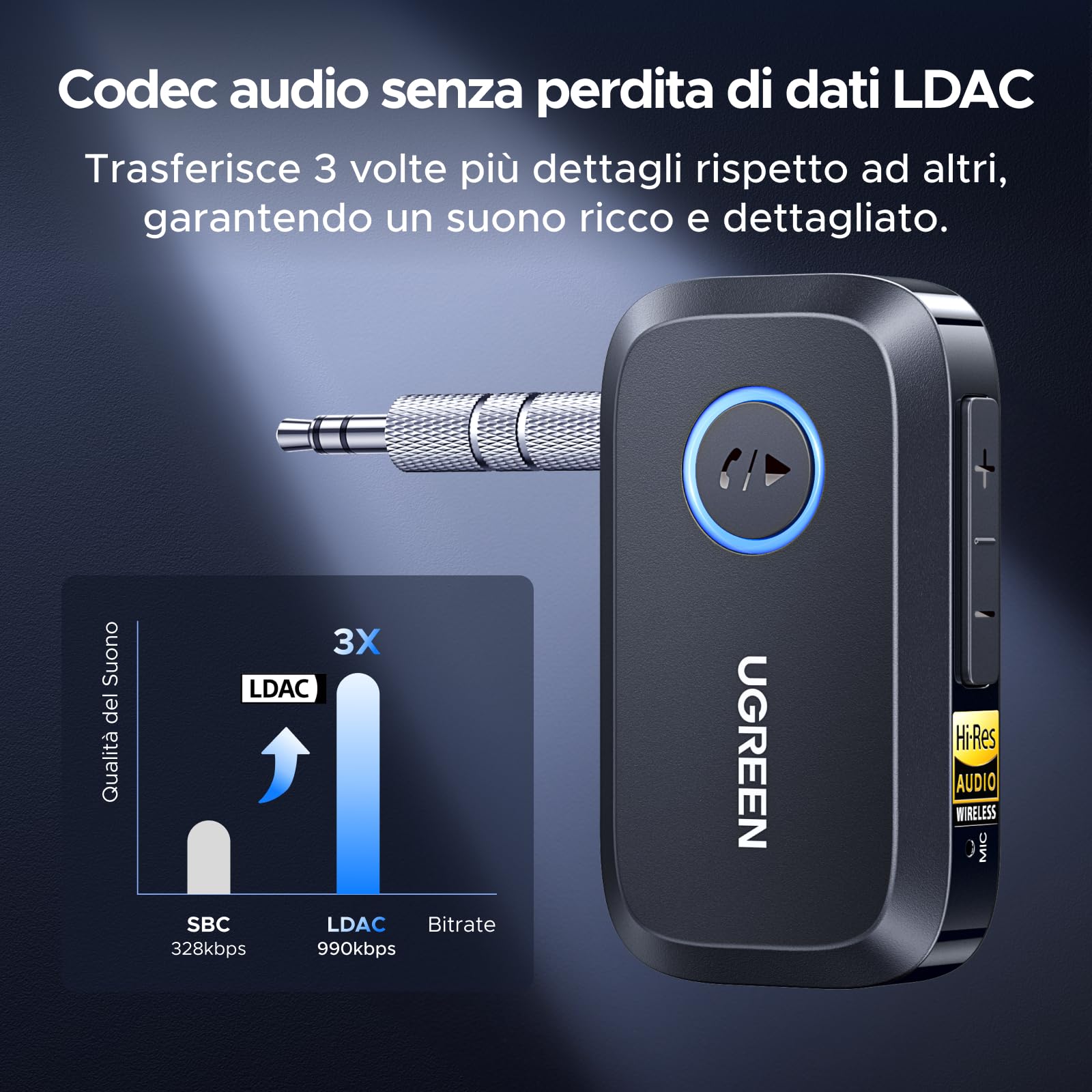 ugreen-ricevitore-bluetooth-6-0-ldac-aux-hi-res-con-microfono-17h image 2