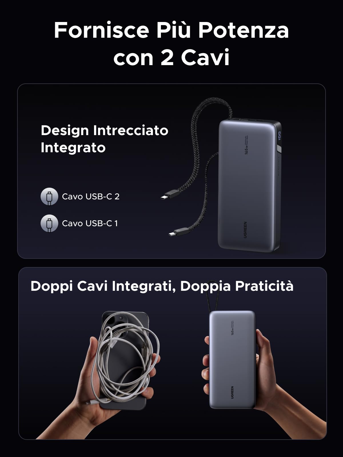 ugreen-nexode-power-bank-25000mah-165w-con-2-cavi-usb-c image 7