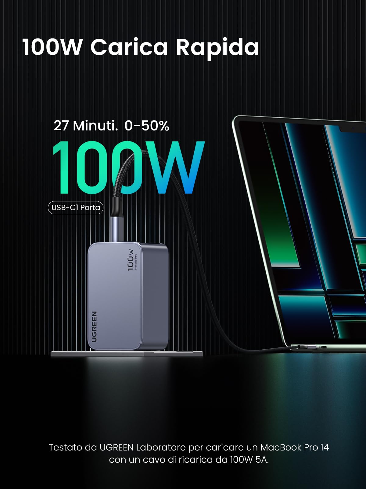 ugreen-nexode-pro-100w-caricatore-usb-c-gan-3-porte image 2