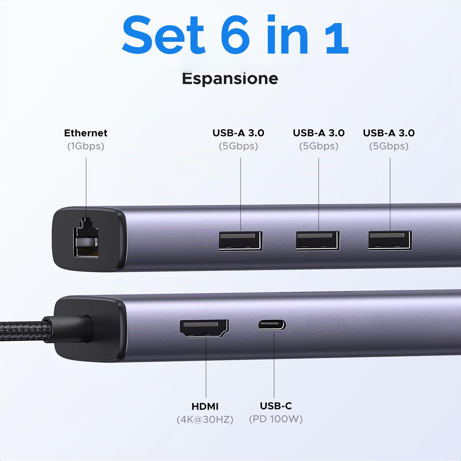 ugreen-revodok-1061-hub-usb-c-6-in-1-hdmi-4k-ethernet-pd-100w image 2
