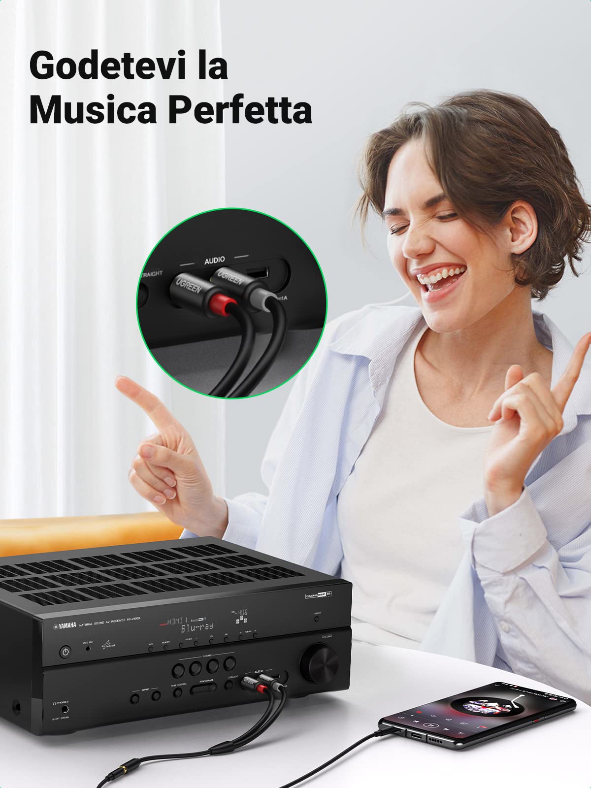 ugreen-adattatore-audio-2rca-maschio-a-jack-3-5mm-femmina-25cm-in-alluminio image 7