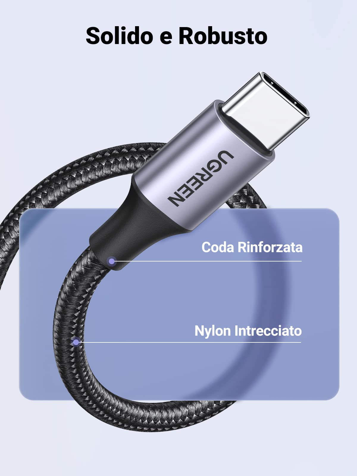 ugreen-cavo-usb-a-a-usb-c-3a-qc3-0-0-5m-nylon-2-pezzi image 4