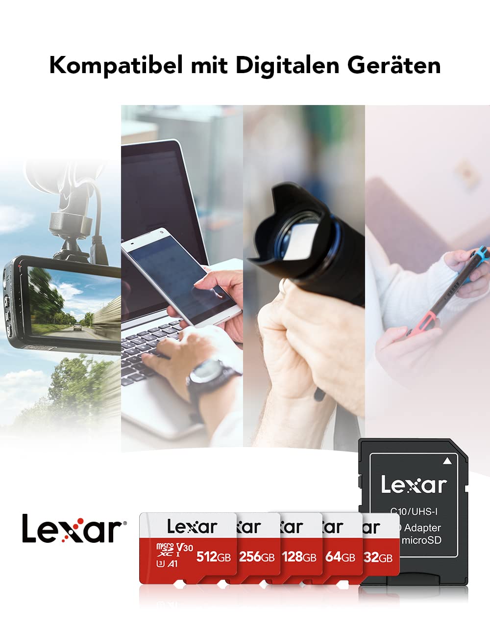 lexar-blue-series-scheda-micro-sd-32gb-2-pack-100mb-s-uhs-i-u1-a1-con-adattatori image 6