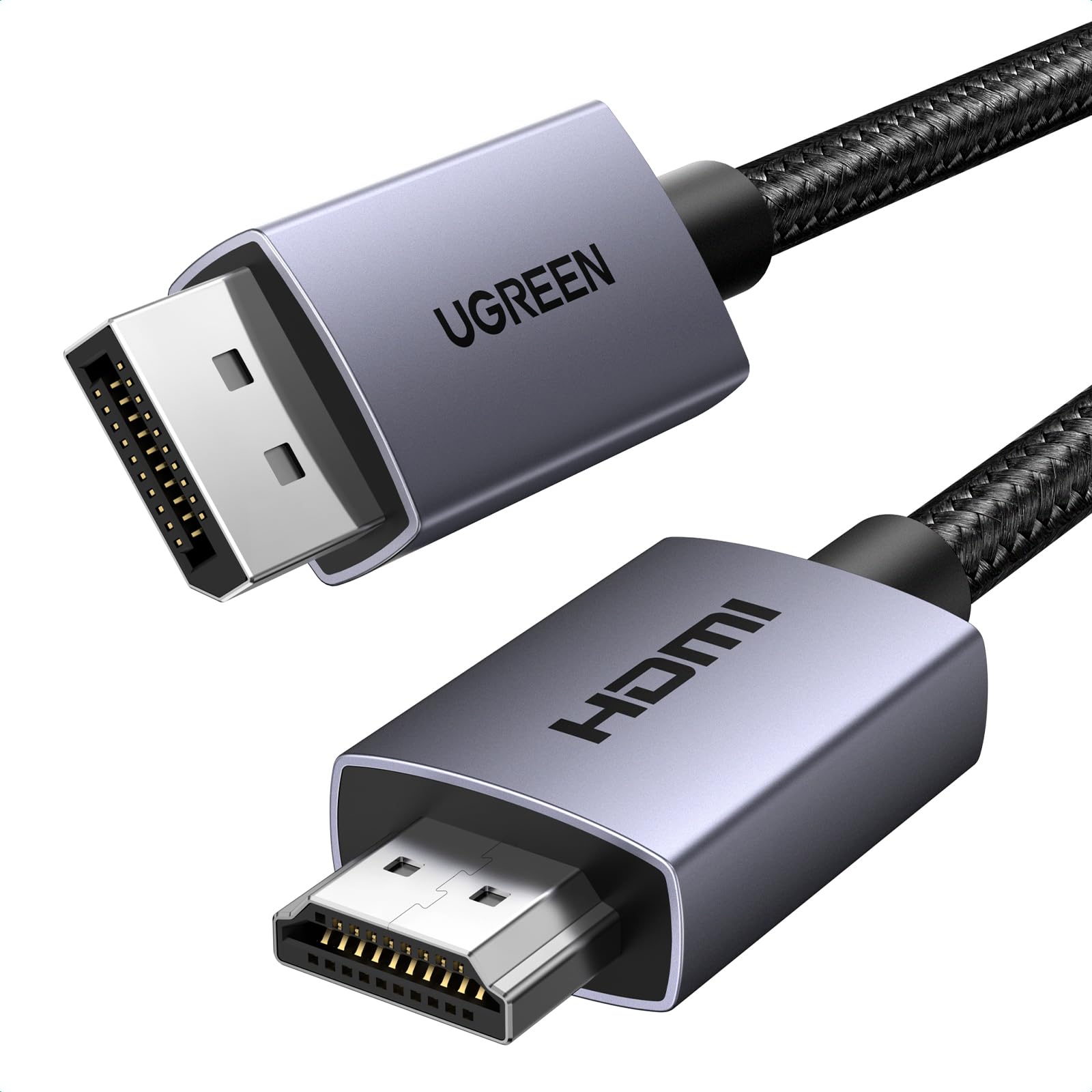 ugreen-cavo-displayport-a-hdmi-4k-30hz-2m-guscio-in-alluminio-treccia-nylon image 1