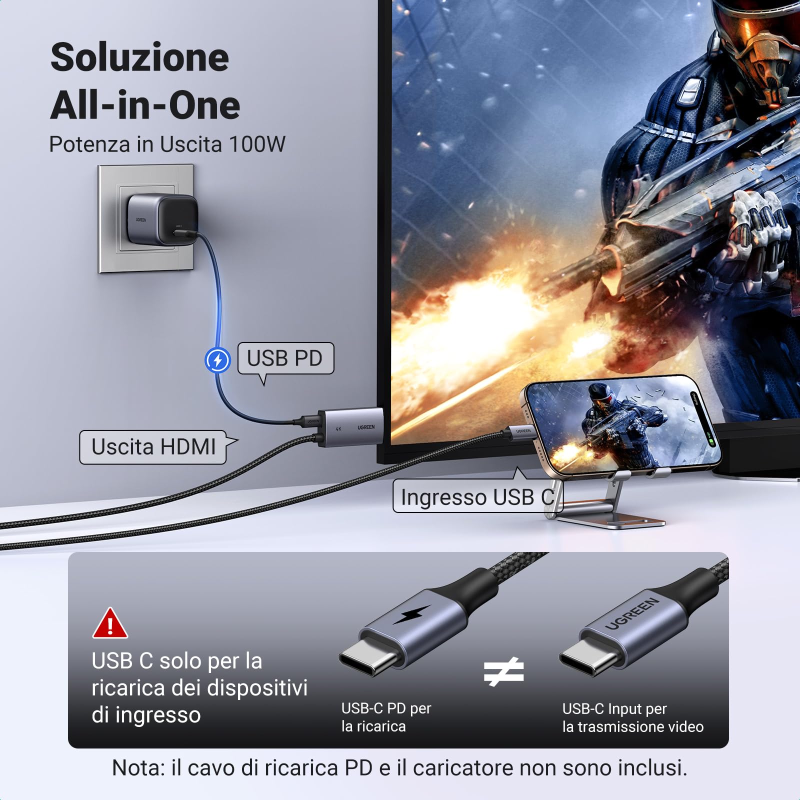 ugreen-cavo-usb-c-a-hdmi-4k60hz-2m-con-pd-100w image 3