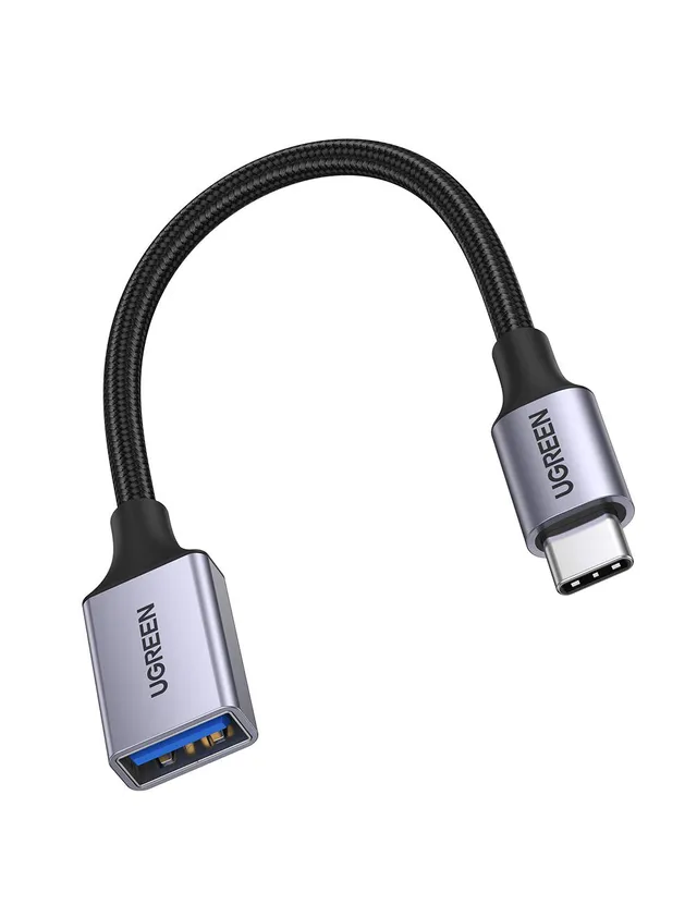 ugreen-adattatore-otg-usb-c-maschio-a-usb-3-0-femmina-5gbps-nylon-grigio image 1
