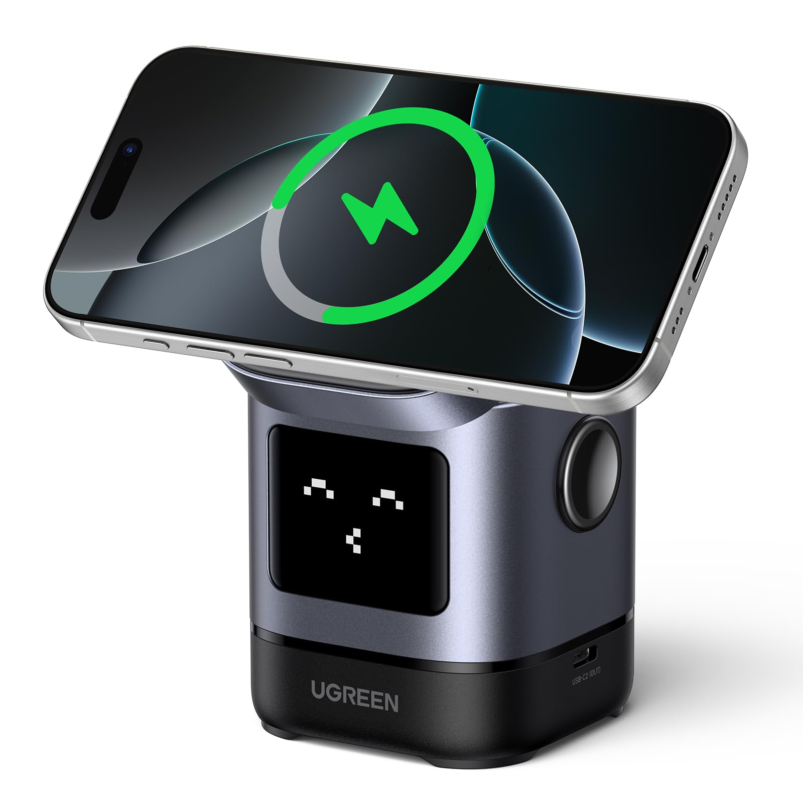 ugreen-uno-stazione-ricarica-wireless-magnetica-qi2-15w-2-in-1-per-iphone-e-airp image 1