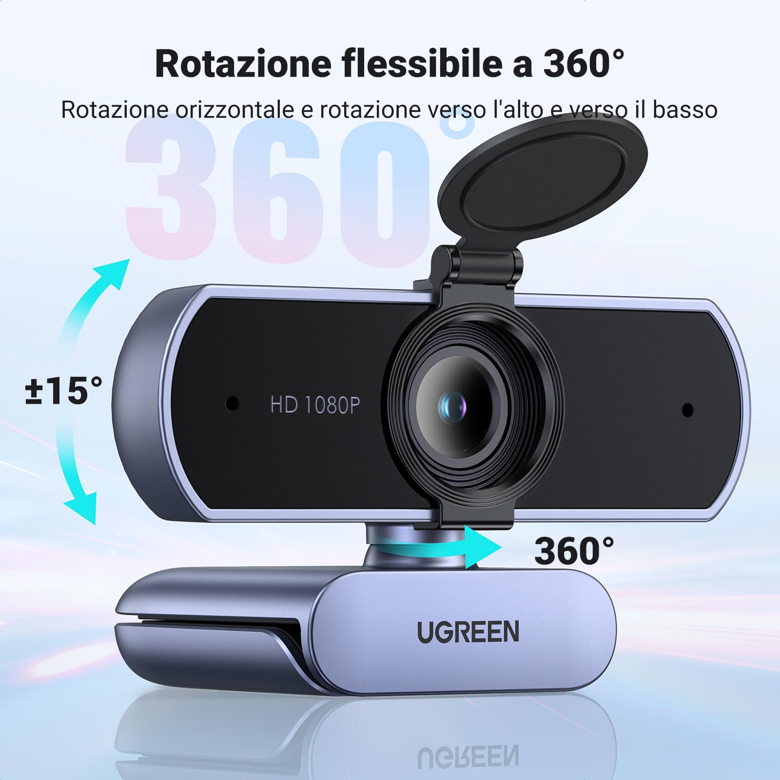 ugreen-webcam-full-hd-1080p-usb-a-con-doppio-microfono-grigio image 6