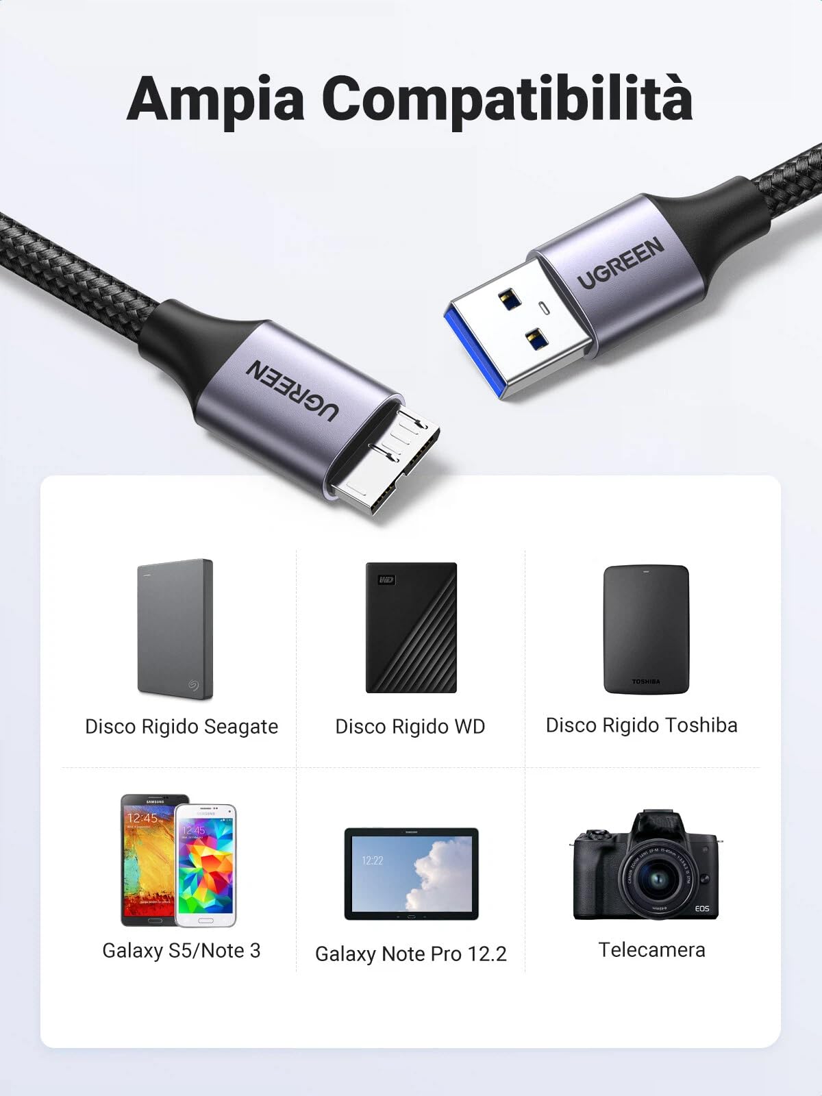 ugreen-cavo-micro-b-a-usb-3-0-a-0-5m-5gbps-nylon image 6