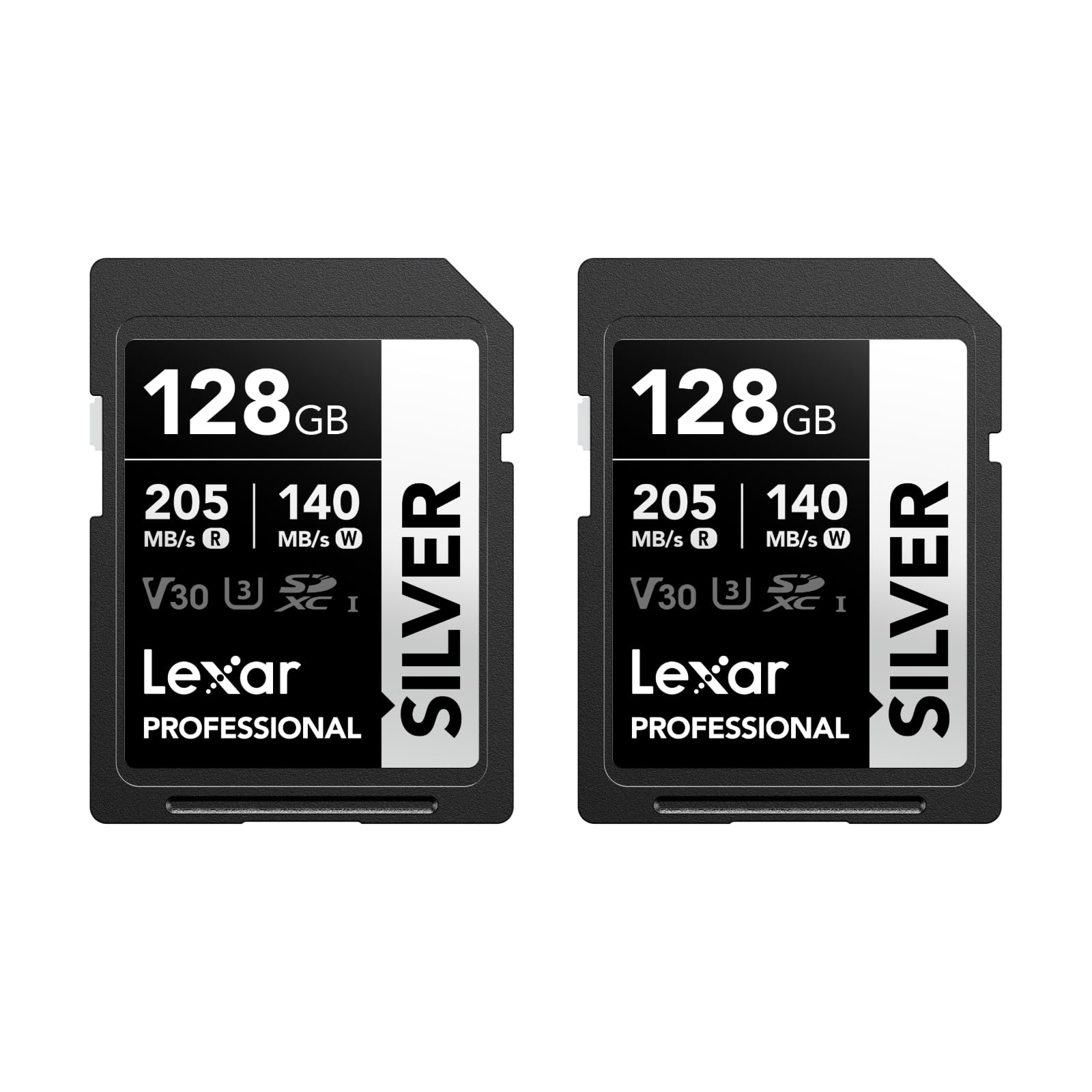 lexar-silver-sdxc-128gb-2-pack-uhs-i-u3-v30-205mb-s-per-foto-4k60 image 1