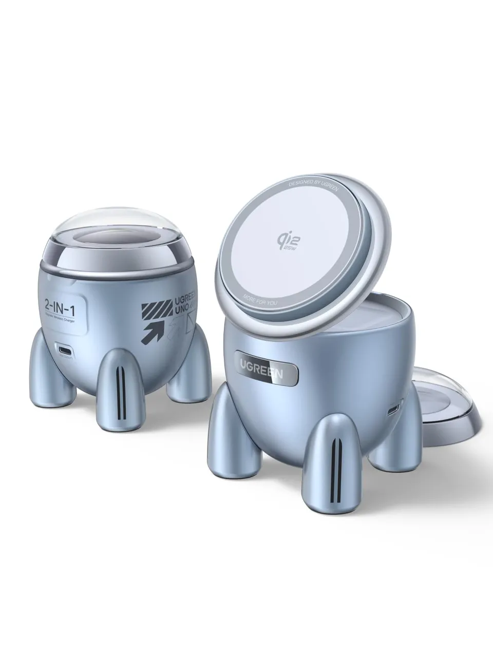 ugreen-uno-qi2-2-in-1-caricatore-wireless-magnetico-25w-iphone-airpods image 1