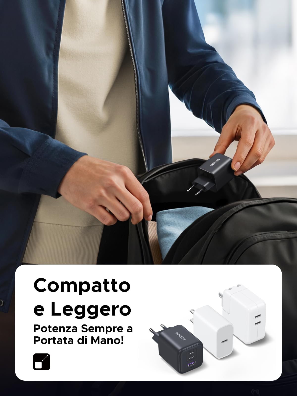 ugreen-zapix-caricatore-usb-c-45w-gan-3-porte-con-sfc-2-0-pps image 8