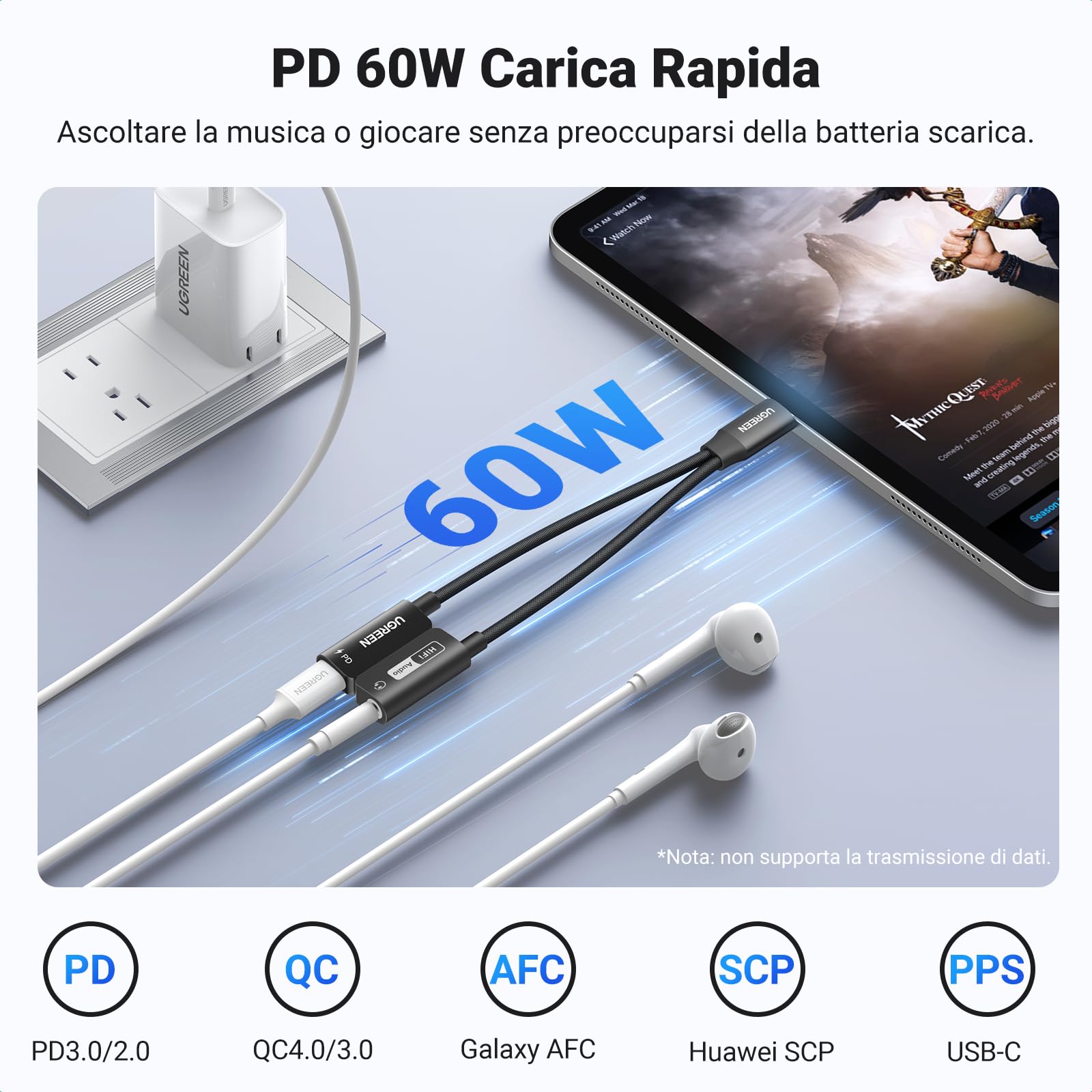 ugreen-adattatore-usb-c-a-jack-3-5mm-2-in-1-pd-60w-magnetico-hi-res-32bit-384khz image 4