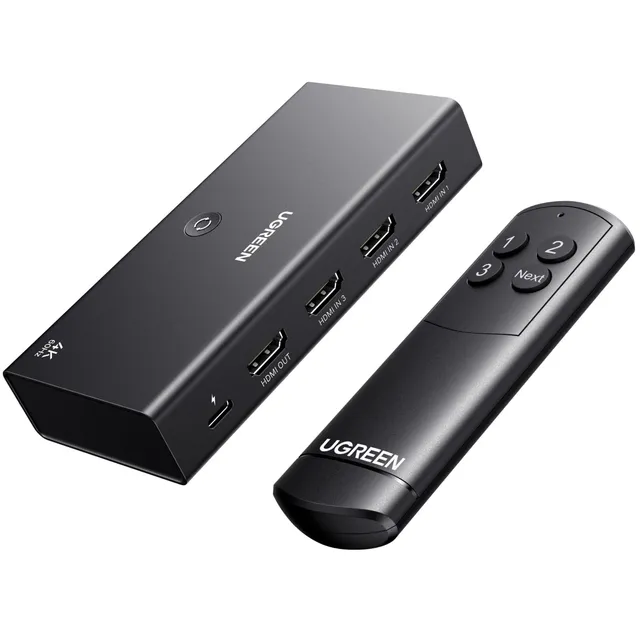 ugreen-switch-hdmi-4k-60hz-3-ingressi-1-uscita-con-telecomando image 1