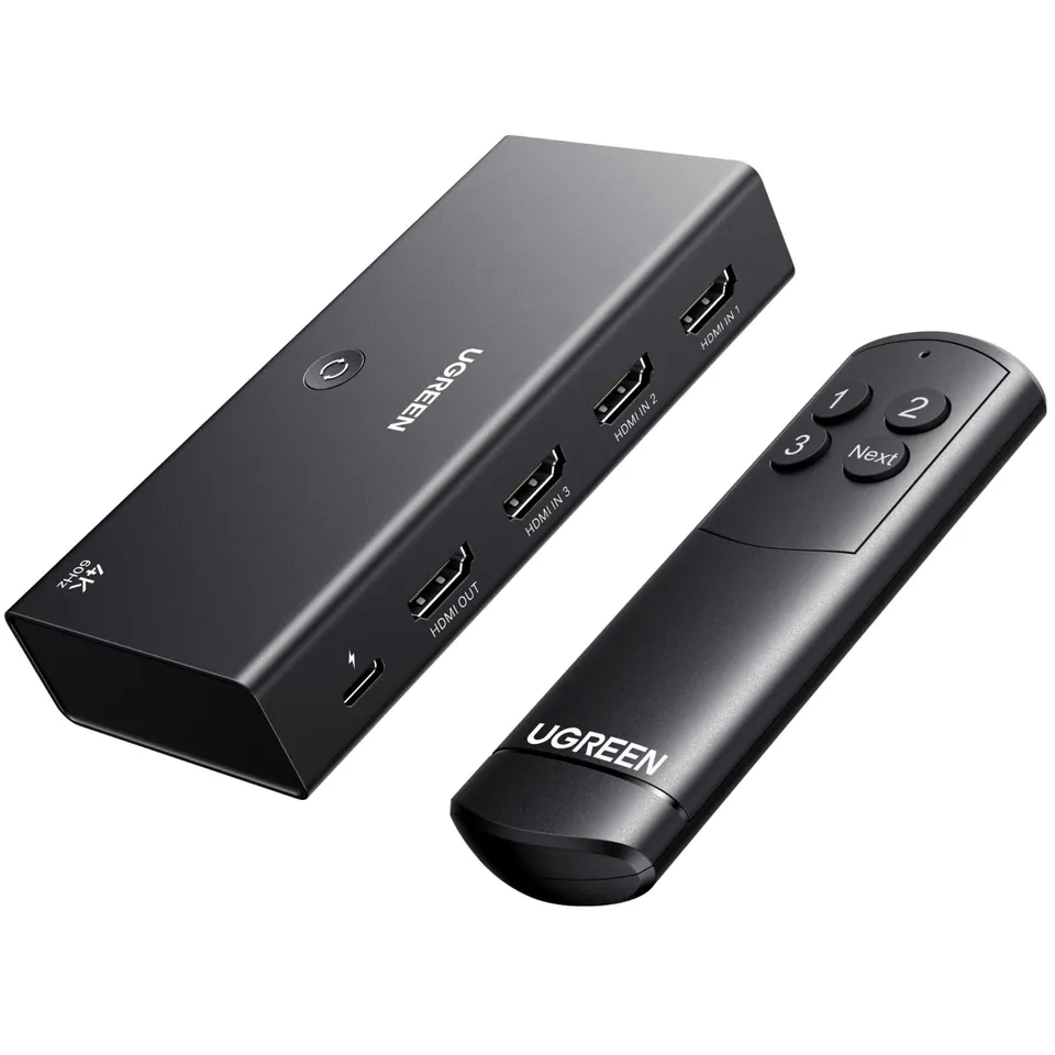 ugreen-switch-hdmi-4k-60hz-3-ingressi-1-uscita-con-telecomando image 1