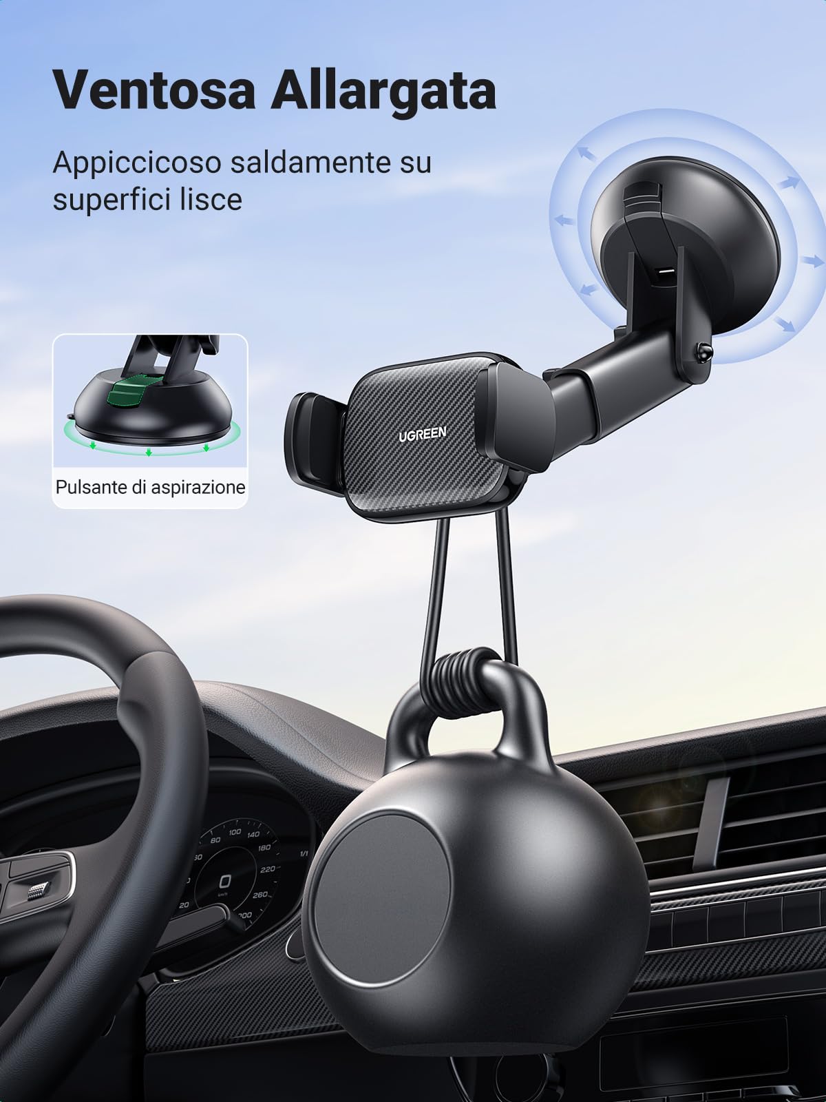 ugreen-supporto-telefono-auto-da-cruscotto-con-ventosa-360 image 3