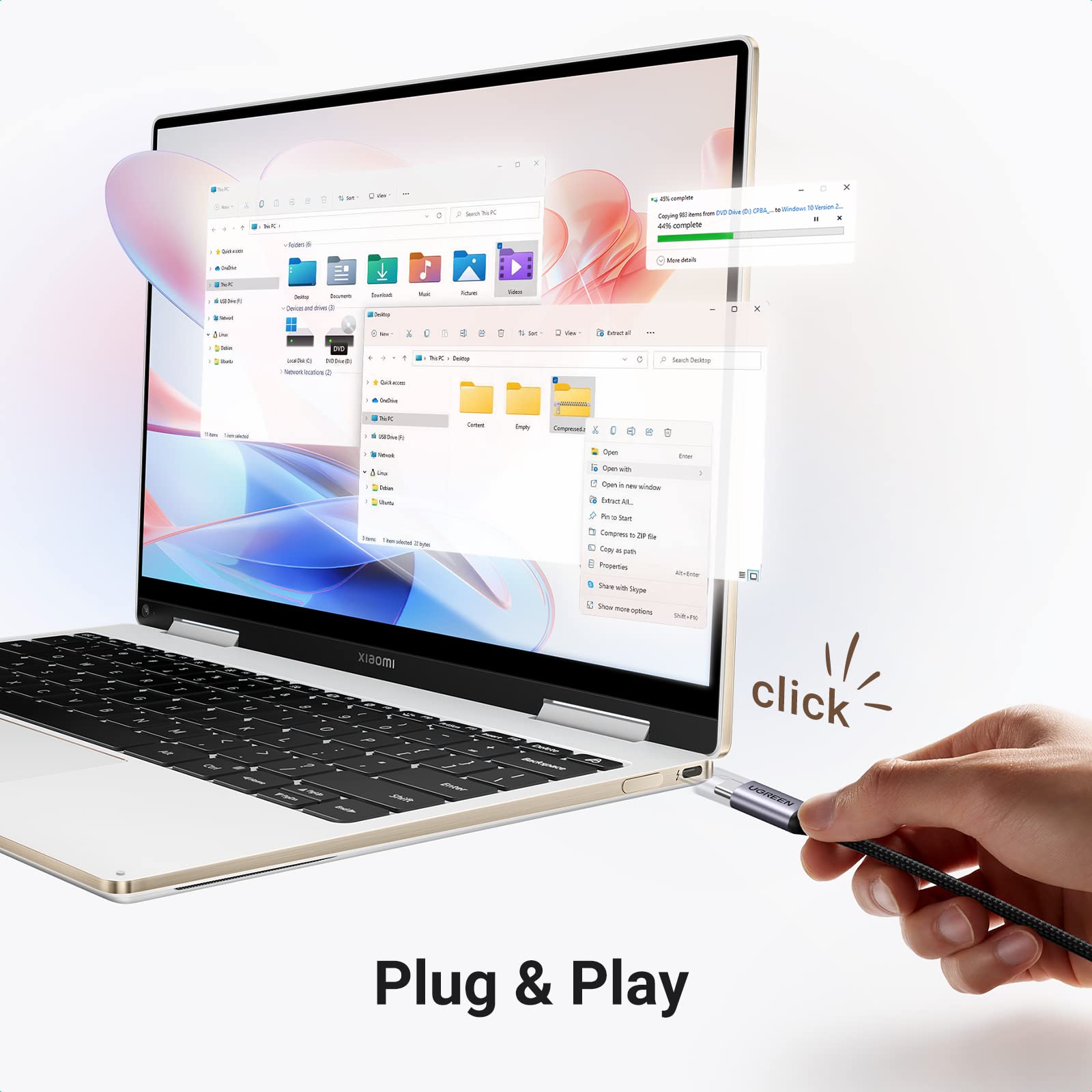 ugreen-hub-usb-c-a-4-porte-5gbps-con-2x-usb-c-2x-usb-a-in-alluminio image 6