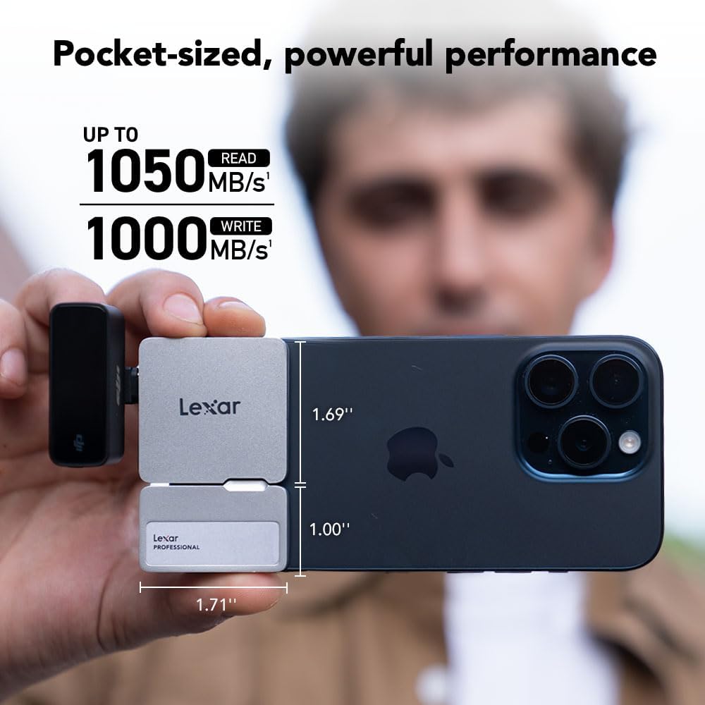 lexar-professional-go-ssd-portatile-1tb-con-hub-usb-c-1050mb-s-argento image 3