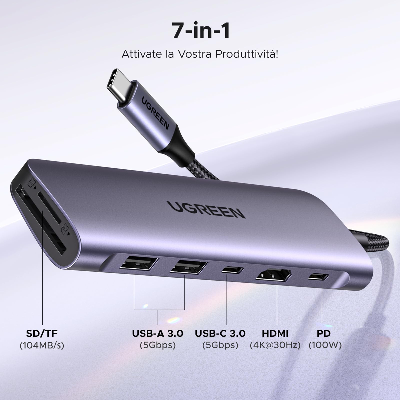 ugreen-revodok-1071-hub-usb-c-7-in-1-con-hdmi-4k-e-pd-100w image 2