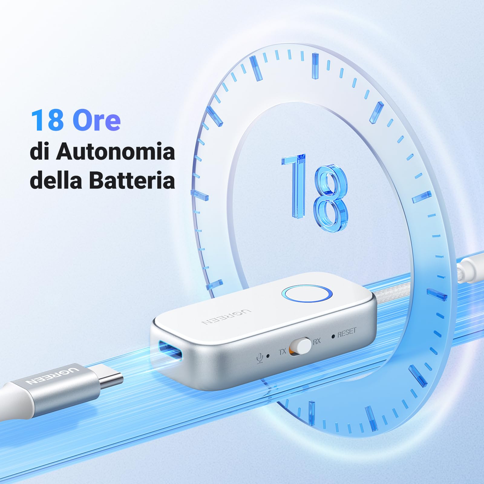 ugreen-trasmettitore-ricevitore-bluetooth-6-0-2-in-1-jack-3-5mm-18h-autonomia image 5