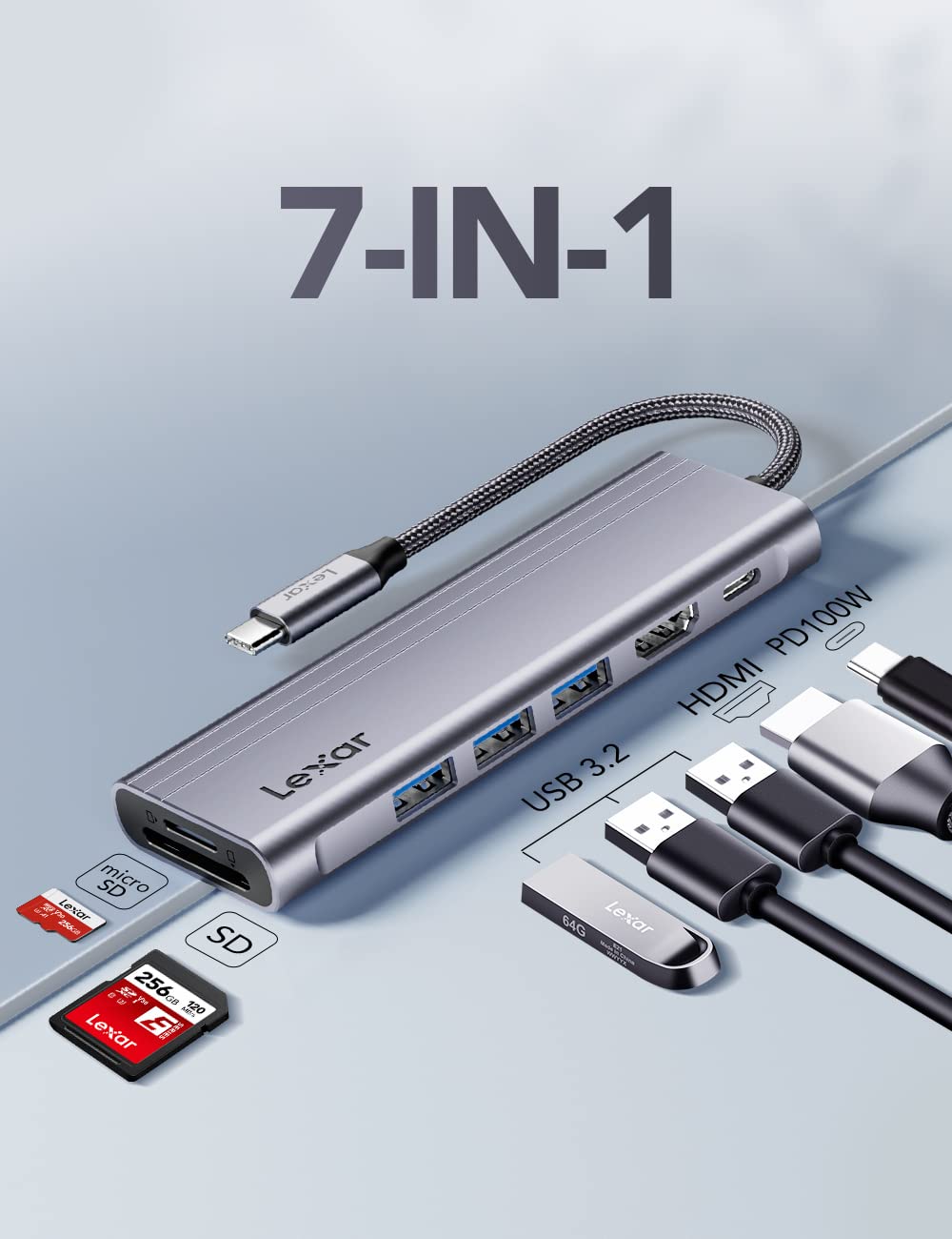 lexar-h31-hub-usb-c-7-in-1-con-hdmi-4k-60hz-e-pd-100w image 2