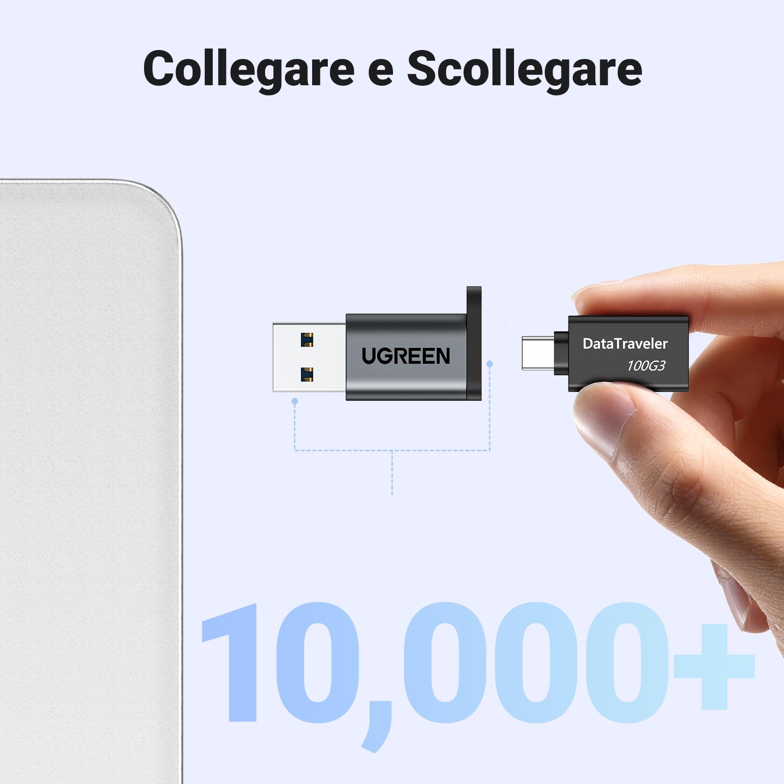 ugreen-adattatore-usb-c-femmina-a-usb-a-maschio-3-0-5gbps-3a-nero image 6