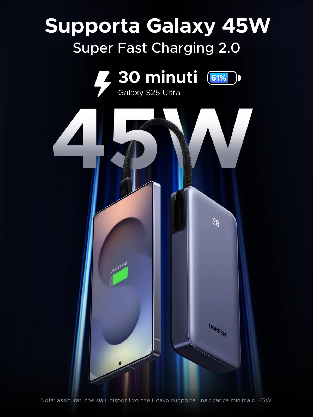 ugreen-nexode-power-bank-20000mah-45w-con-cavo-usb-c-integrato image 3