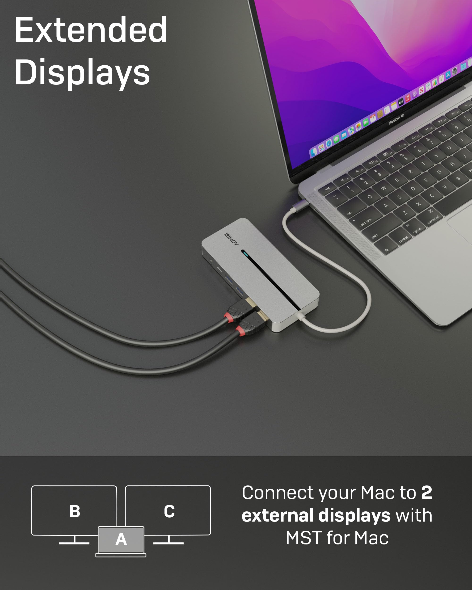 lindy-dst-mx-duo-mini-docking-station-usb-c-2x-hdmi-4k-pd-100w image 3