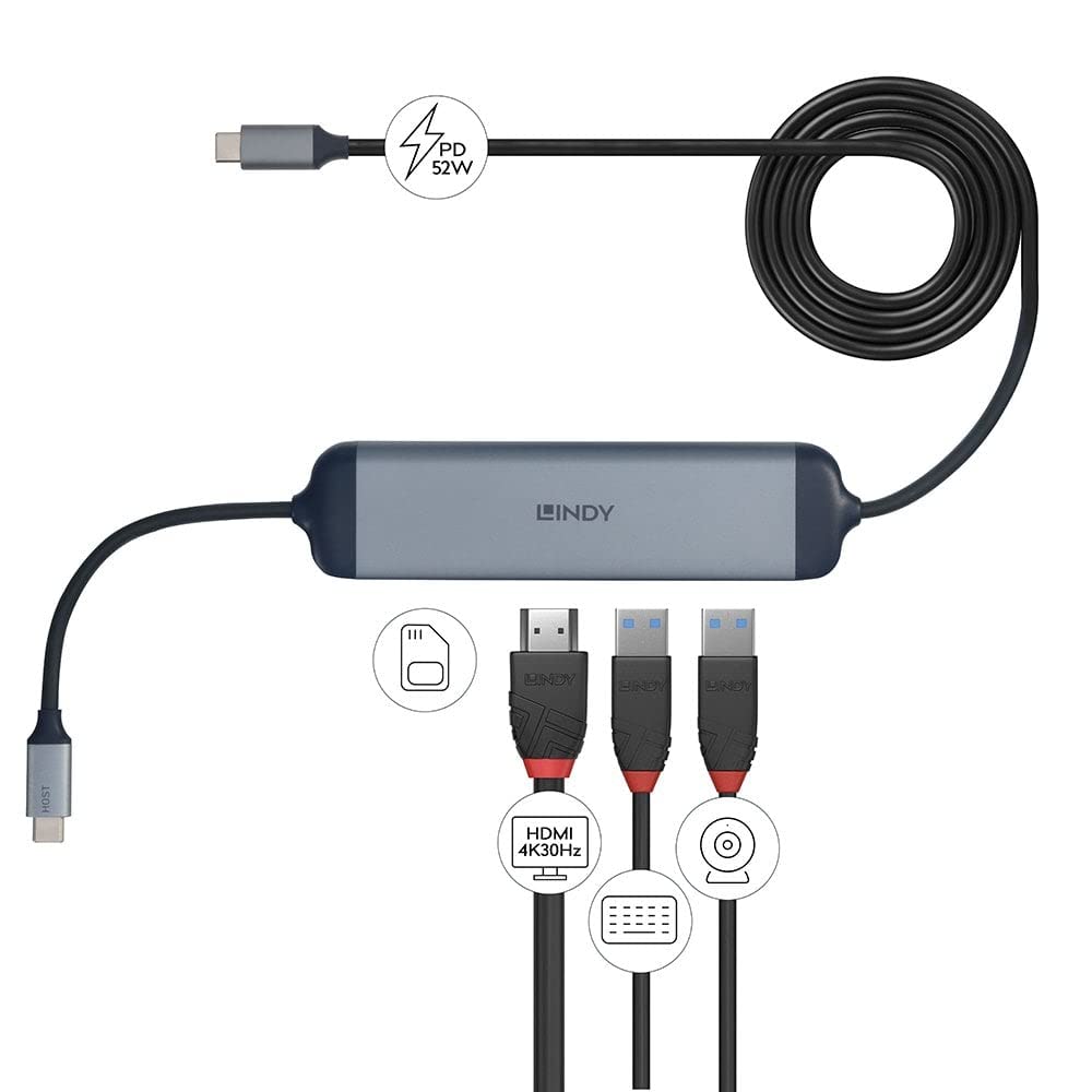 lindy-dst-micro-140-micro-docking-station-usb-c-con-hdmi-4k-e-cavo-60w-1-4-m image 3