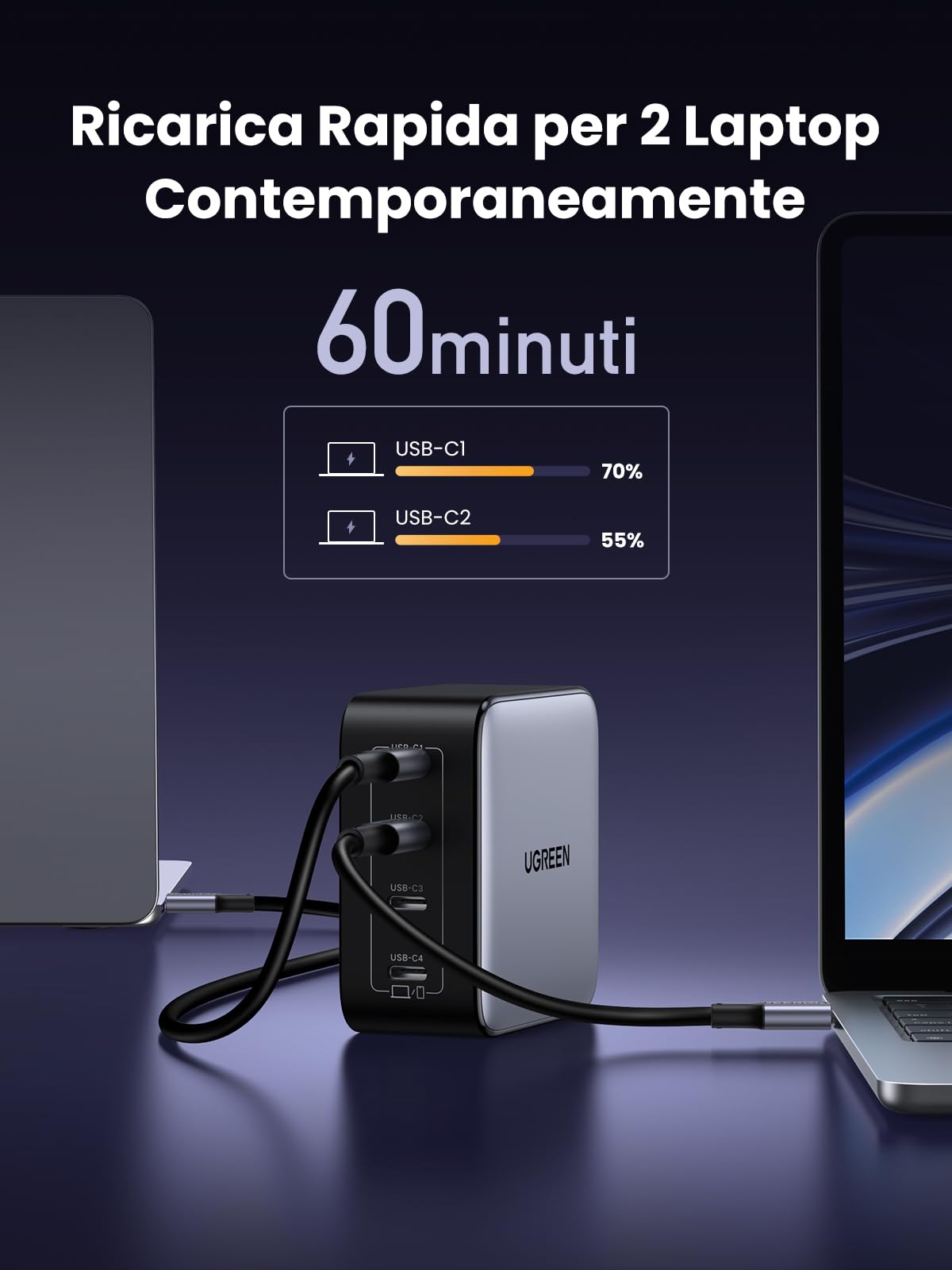 ugreen-nexode-100w-caricatore-usb-c-gan-4-porte-type-c-pd-3-0 image 4