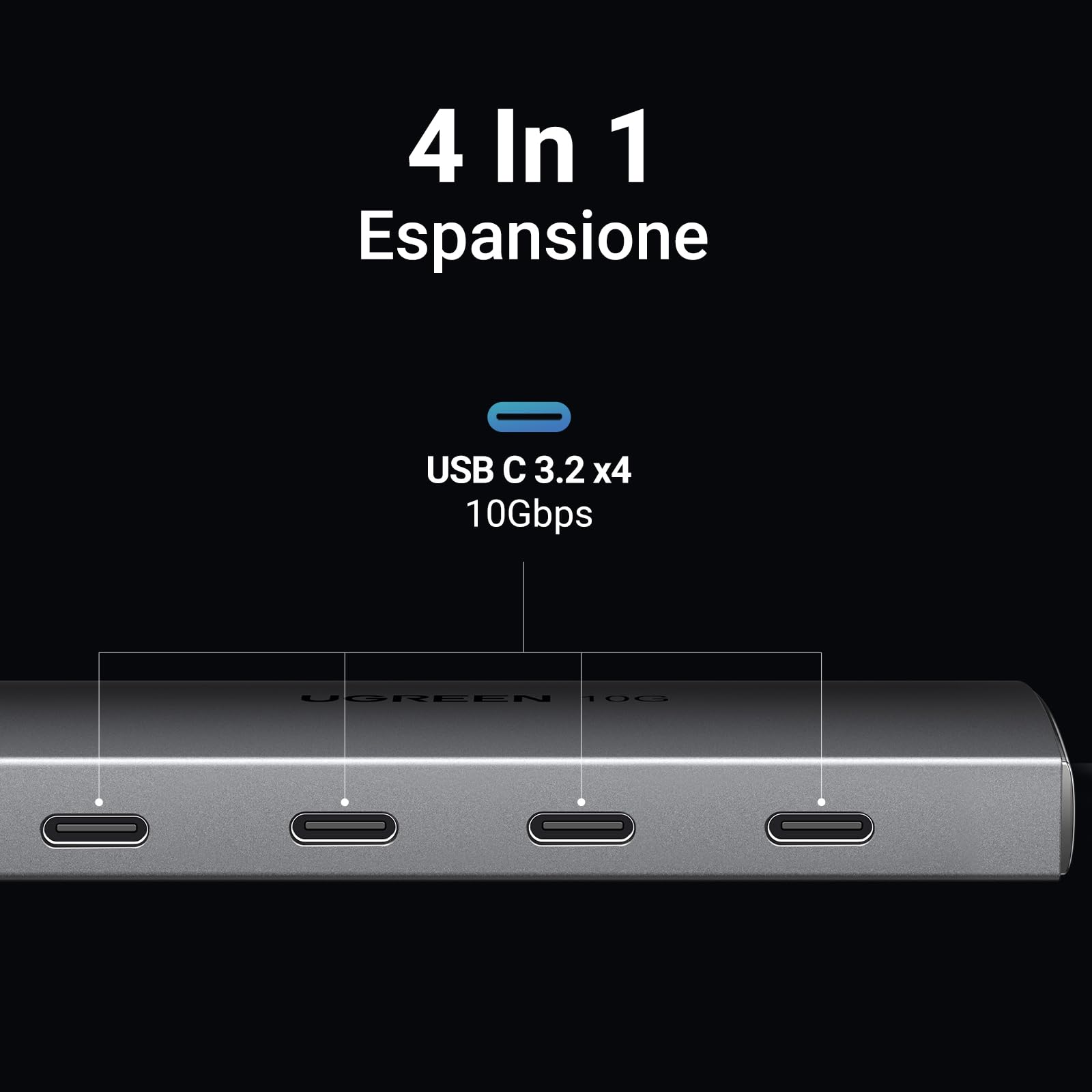 ugreen-hub-usb-c-3-2-gen-2-10gbps-a-4-porte-usb-c image 2