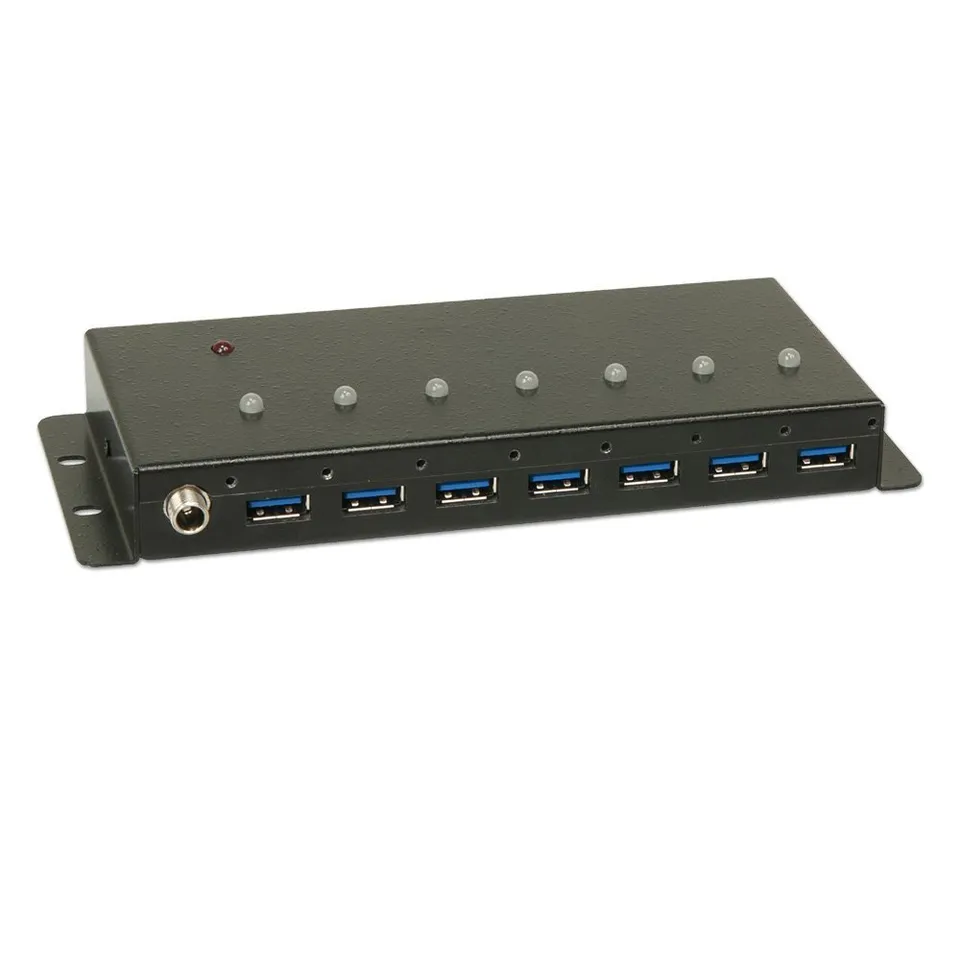 lindy-43128-hub-industriale-usb-3-0-7-porte-metallo-nero image 1