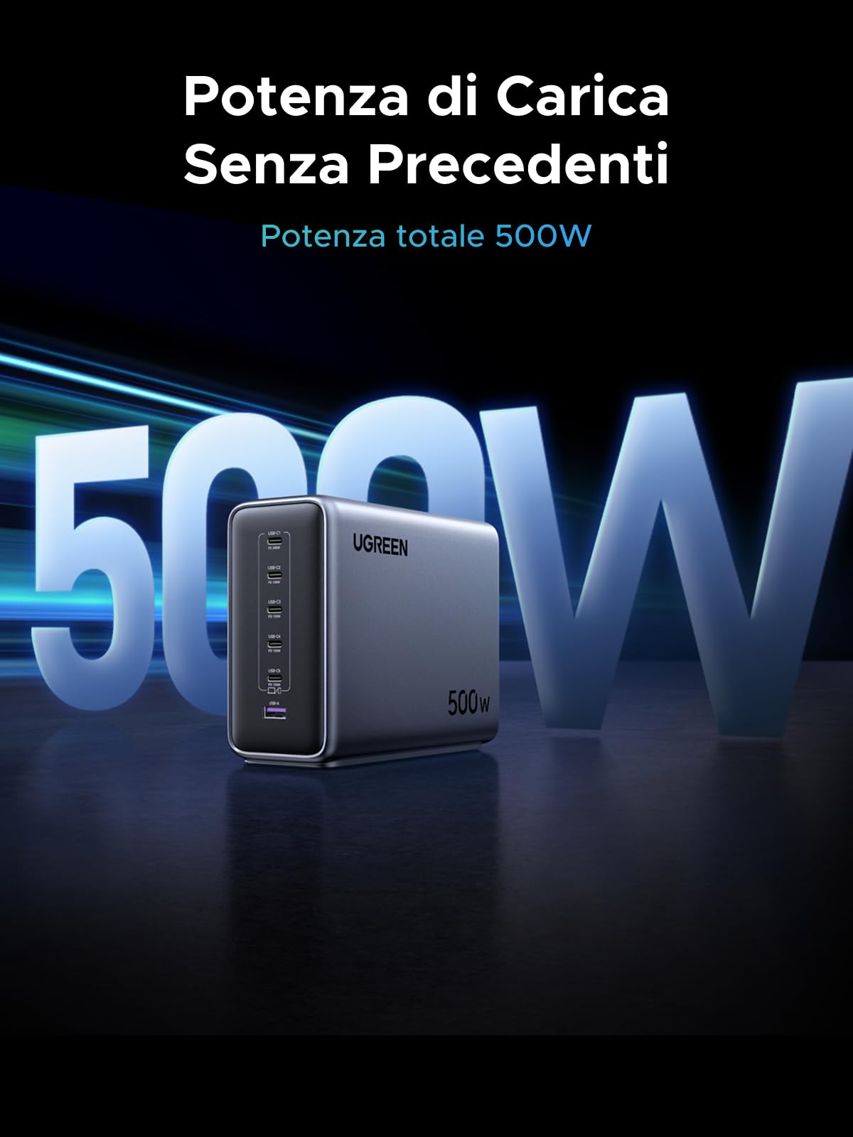 ugreen-nexode-stazione-di-ricarica-500w-gan-6-porte-usb-c-pd-3-1-fino-a-240w image 2